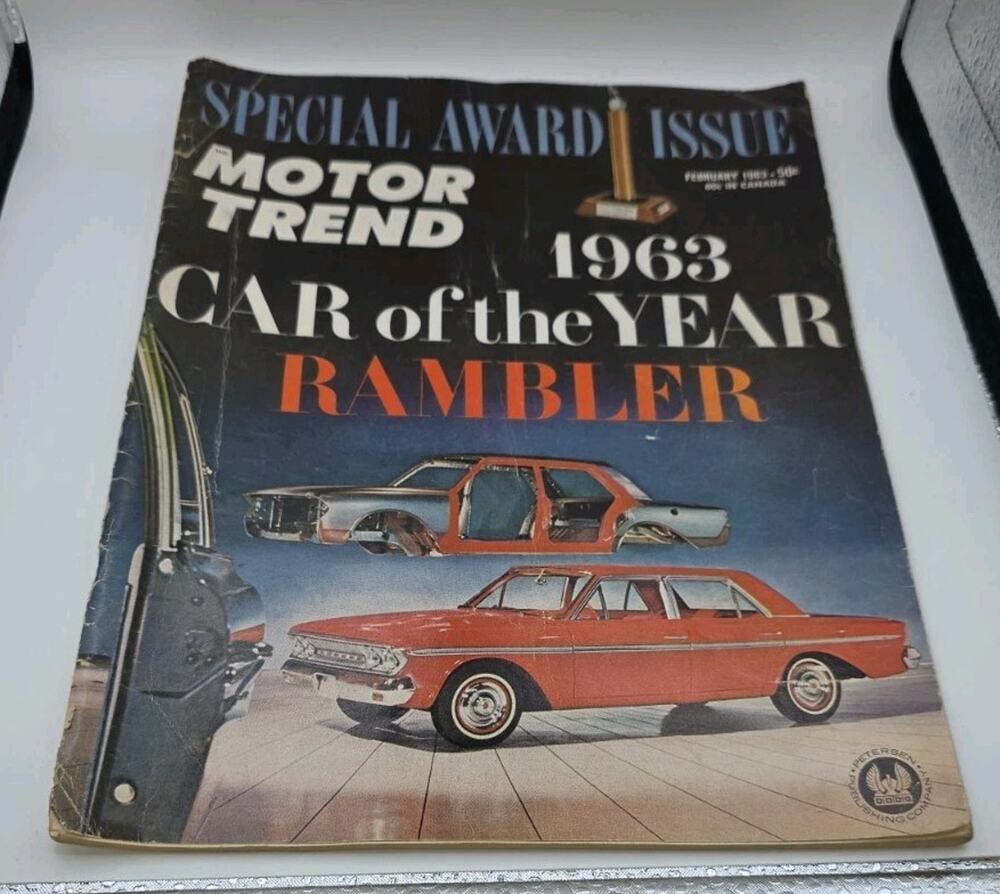 MOTOR TREND Feb 1963;RAMBLER CARof the YEAR,LOTSofRAMBLER INFO, LeMANSV-326 TEST